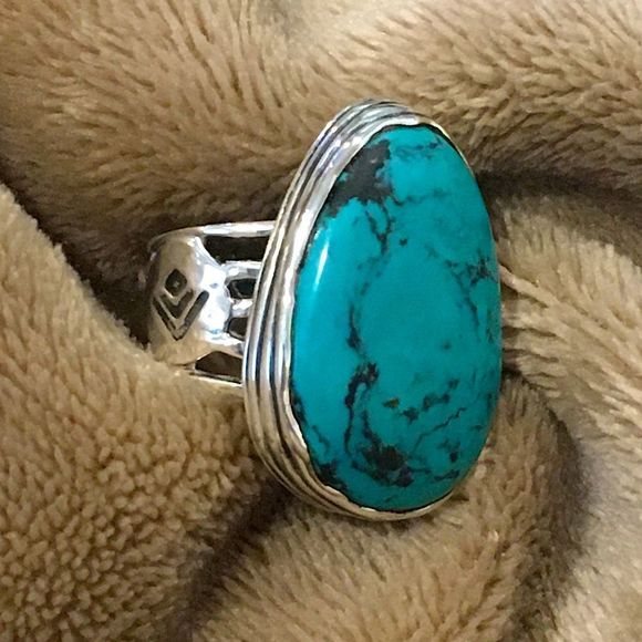 SILPADA Tumbled Turquoise Sterling Silver Statement Ring Sz 6 - Picture 5 of 11